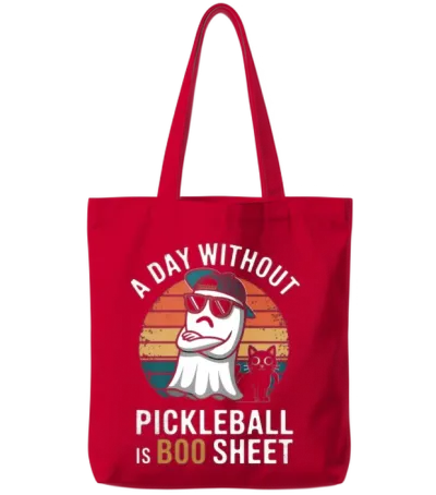Pickleball Ghost with Cool Shades and Retro Style Tote Bags - Red