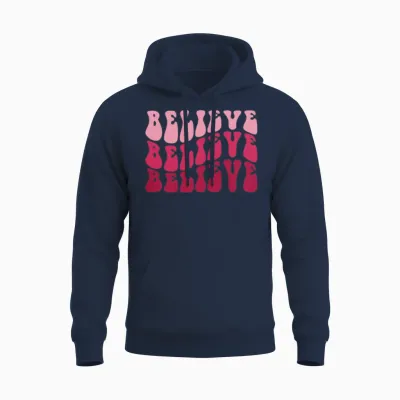 Believe Believe Believe Retro Unisex Hoodie - Navy