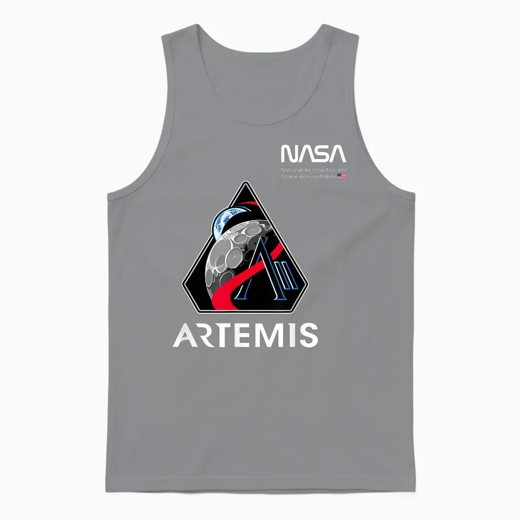Nasa Artemis Ii Mission Patch Worm Logo Unisex Tank Top in Sport Grey