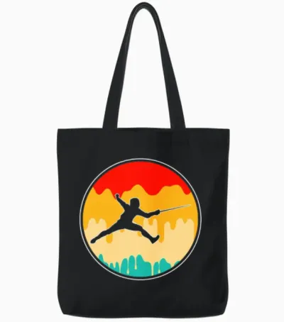 Fencing Retro Tote Bags - Black