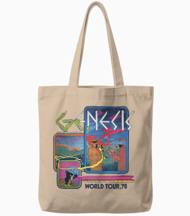 Genesis Rock Music Band World Tour 78 Tote Bags in Natural