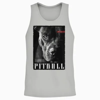 Dog Wild Dog Terrier Portrait Bulldog Backprint Pitbull T-Shirt, Black, S Unisex Tank Top - Ash