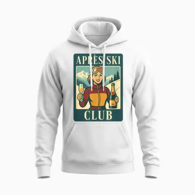 Retro Après Ski Club Ski Holiday Winter Sports Unisex Hoodie - White