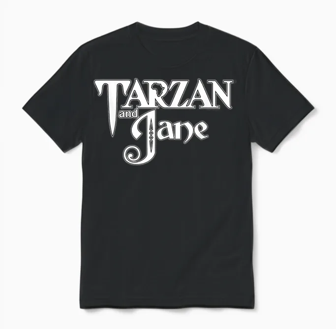 Tarzan and Jane Logo T-Shirt, Black, S Unisex T-Shirt in Black