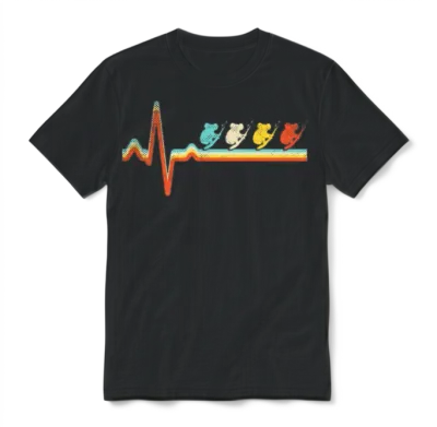 Koala Bear Retro Heartbeat Unisex T-Shirt - Black