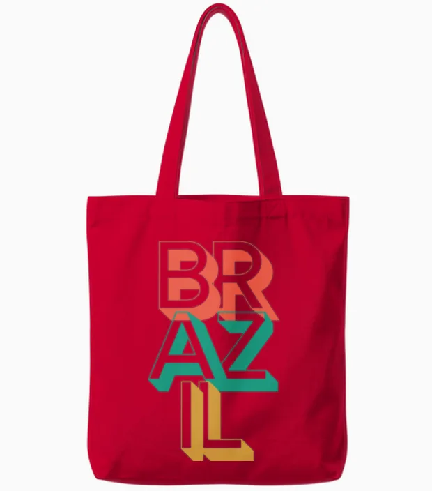 Brazil Retro Typography Tote Bags in Red