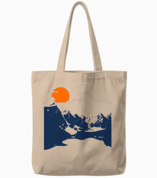 Mountains Hiking & Outdoors Gift Tote Bags in Natural