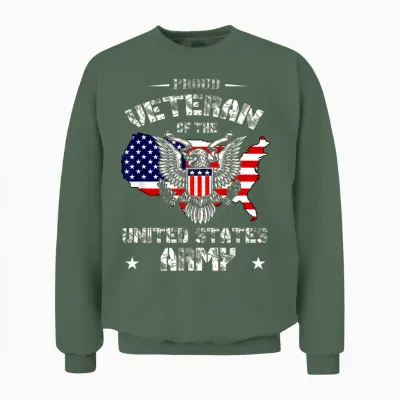 Proud Veteran of the Us Army - Usa Flag Soldier Veteran Unisex Sweatshirt - Military Green