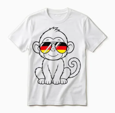 Deutsche Flagge Affe Deutsch Deutschland Affen Unisex T-Shirt - White