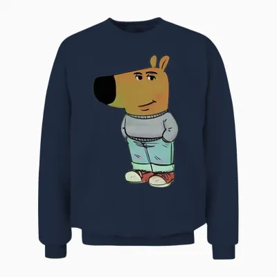 T-Shirt - Chill Guy Entspannter Typ - Unisex Erwachsene - Schwarz - S - Kurzarm - Klassisch - Cartoon - Lustiges Design Für Meme Fans Unisex Sweatshirt - Navy