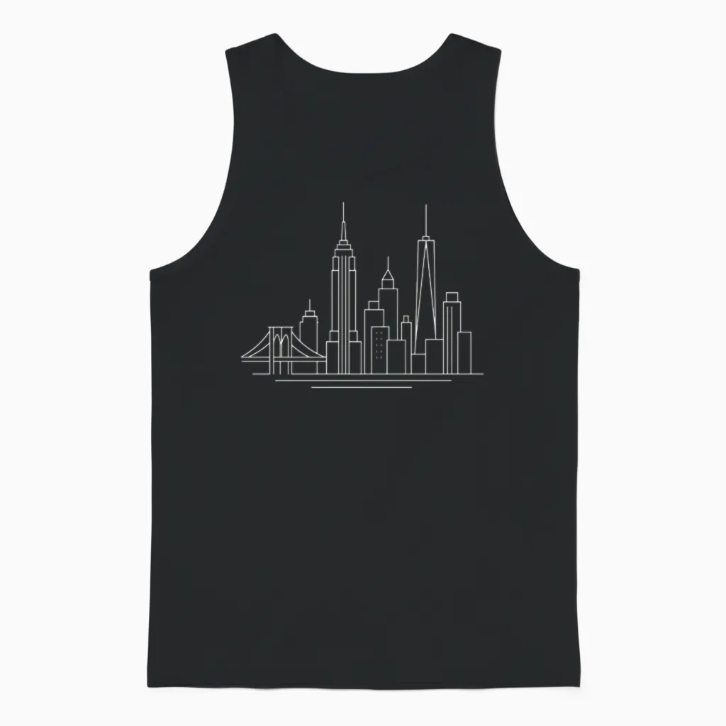 New York City Skyline Line Art Unisex Tank Top - Black