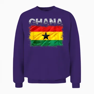 Ghana Flag T-Shirt, Black, S Unisex Sweatshirt - Purple