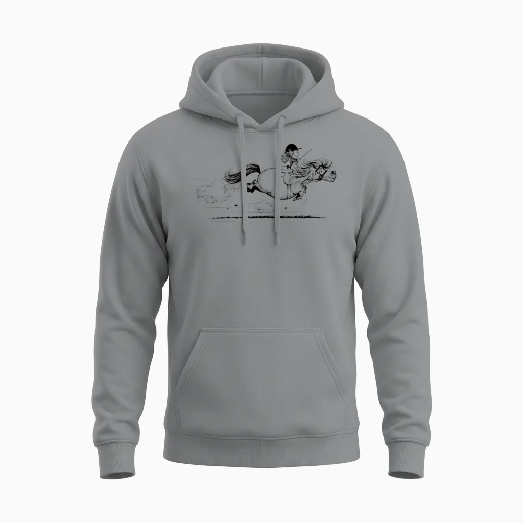 Ponysprint Thelwell Cartoon Unisex Hoodie in Sport Grey