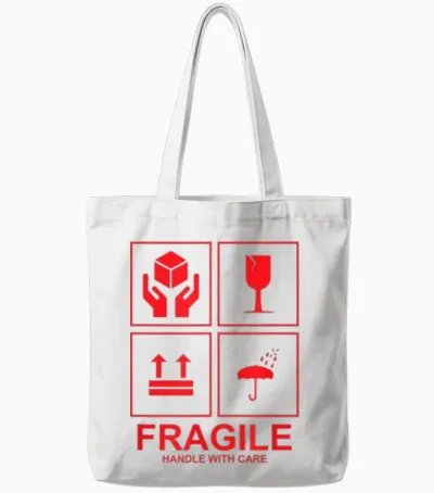 Zerbrechlicher Griff Mit Vorsicht Tote Bags - White