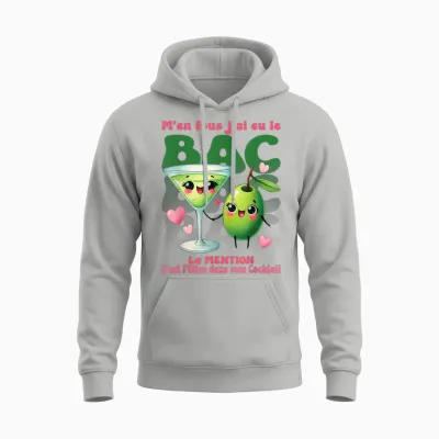 Bac 2026 Olive Diplômée Cadeau Drôle Pour Bachelier Mention Unisex Hoodie - Ash