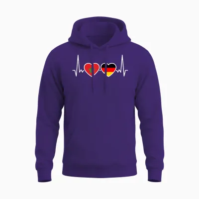 Marokko Deutschland Herzschlag Flagge Deutsch Marokkaner Unisex Hoodie - Purple