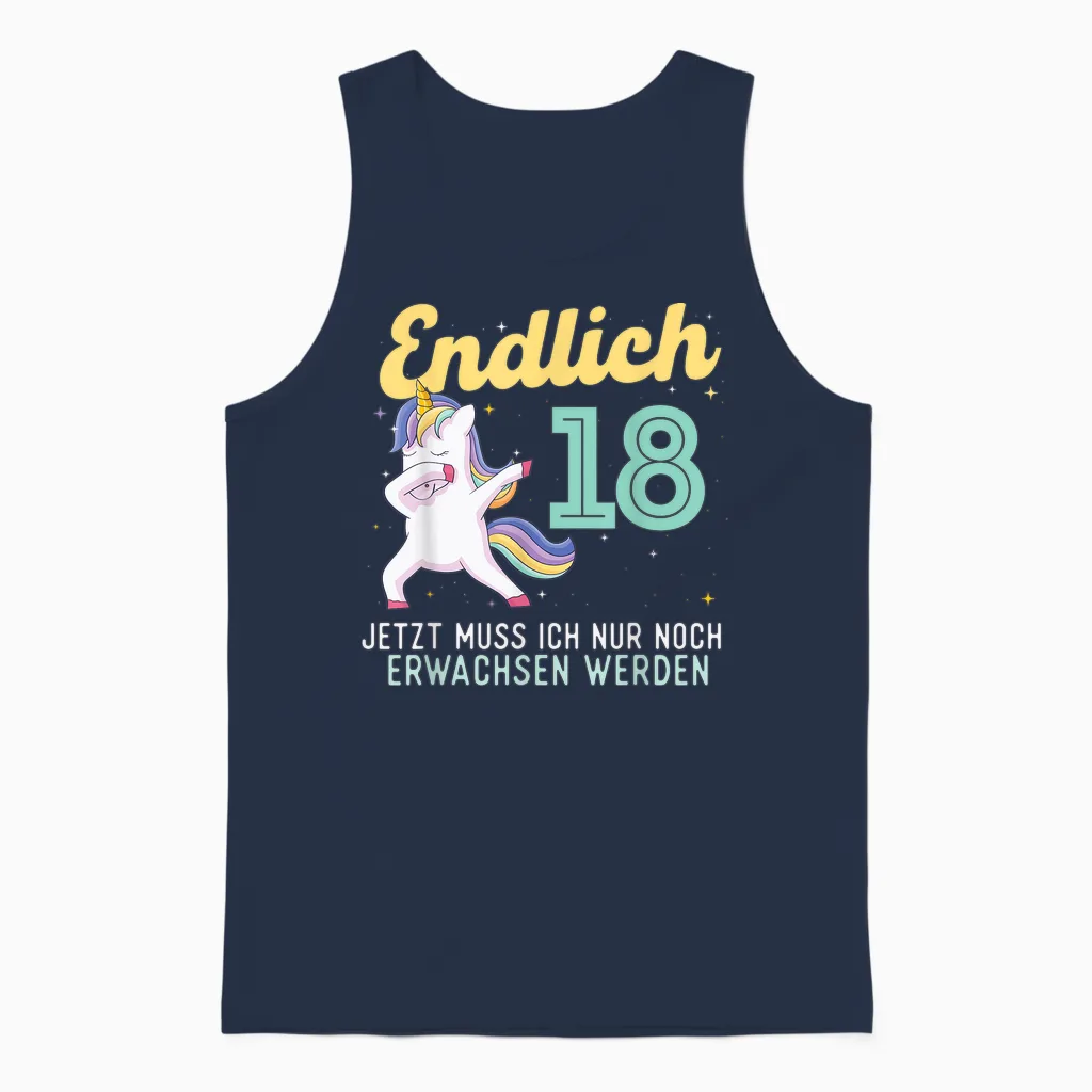 Lustig Humor Endlich 18 Jahre Geburtstag Birthday Unisex Tank Top in Navy