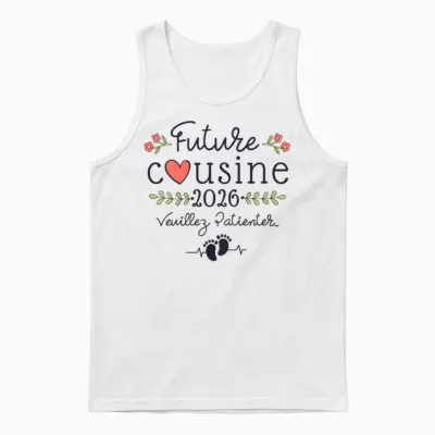 Future Cousin 2026 Announcement Pregnancy, Soon Cousine 2026 Unisex Tank Top - White