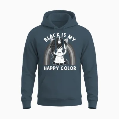 Black Is My Happy Color Gothic Girl Emo Gothic Einhorn Unisex Hoodie - Dark Heather