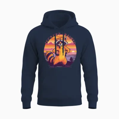 Funny Raccoon Retro Vintage Unisex Hoodie - Navy