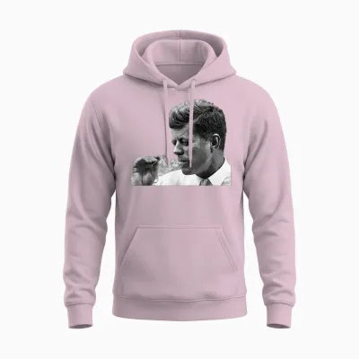 Jfk John F Kennedy Cigar Smoker T-Shirt, Black Unisex Hoodie - Light Pink