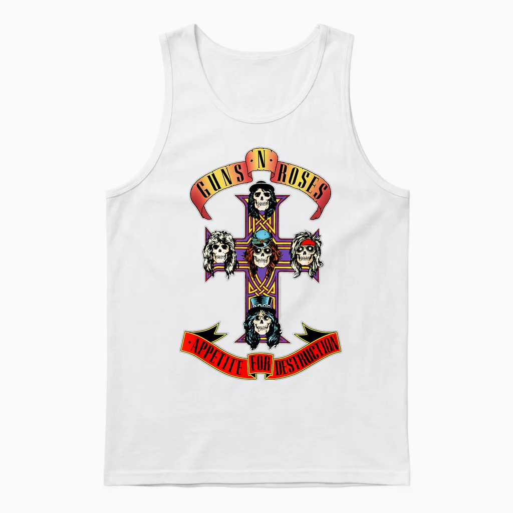 Guns N' Roses Official Cross Unisex Tank Top in White