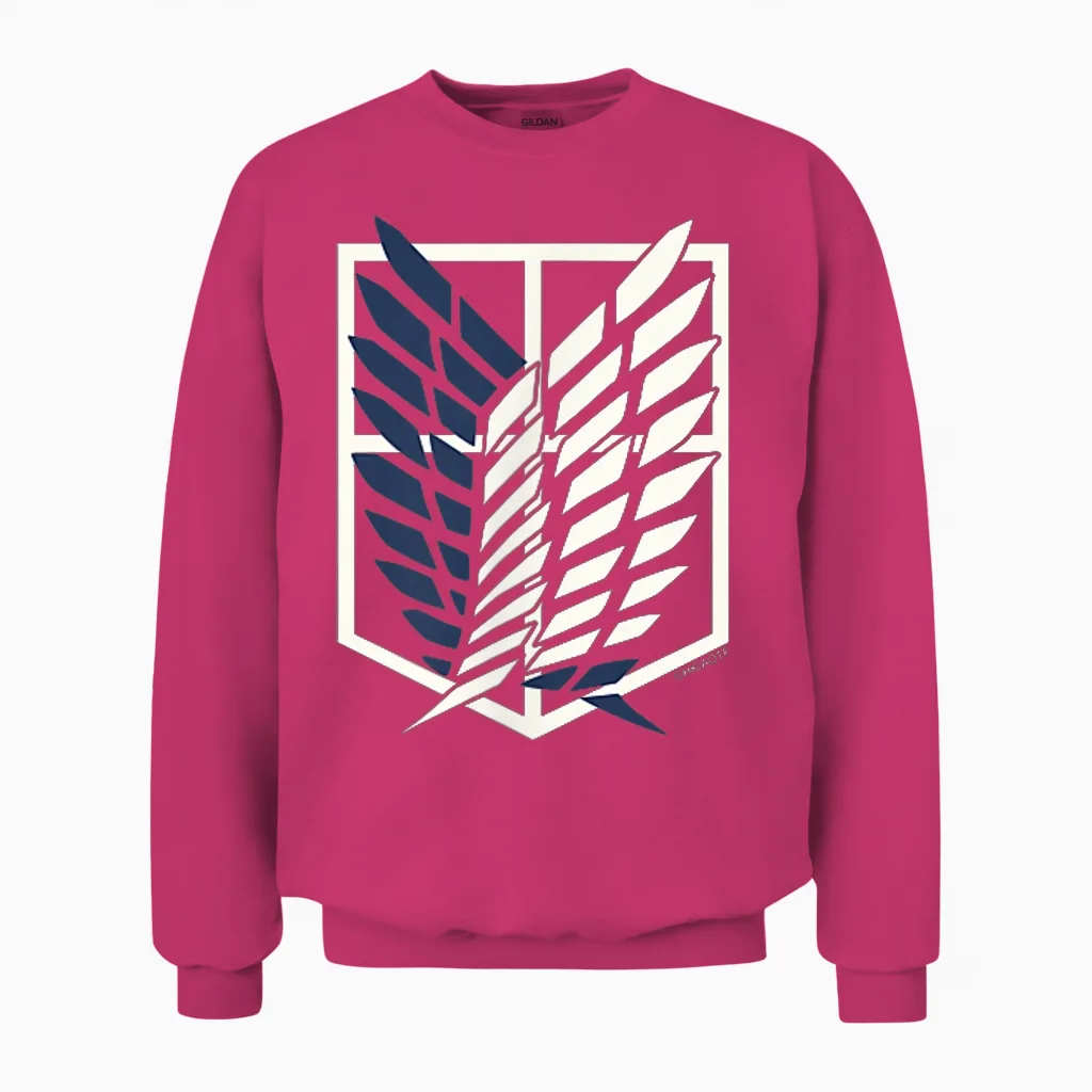 Attack on Titan Small Scout Regiment Shield Chest Anime Unisex Sweatshirt in Heliconia