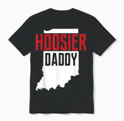 Hoosier Daddy Indiana State Map Gift Unisex T-Shirt - Black