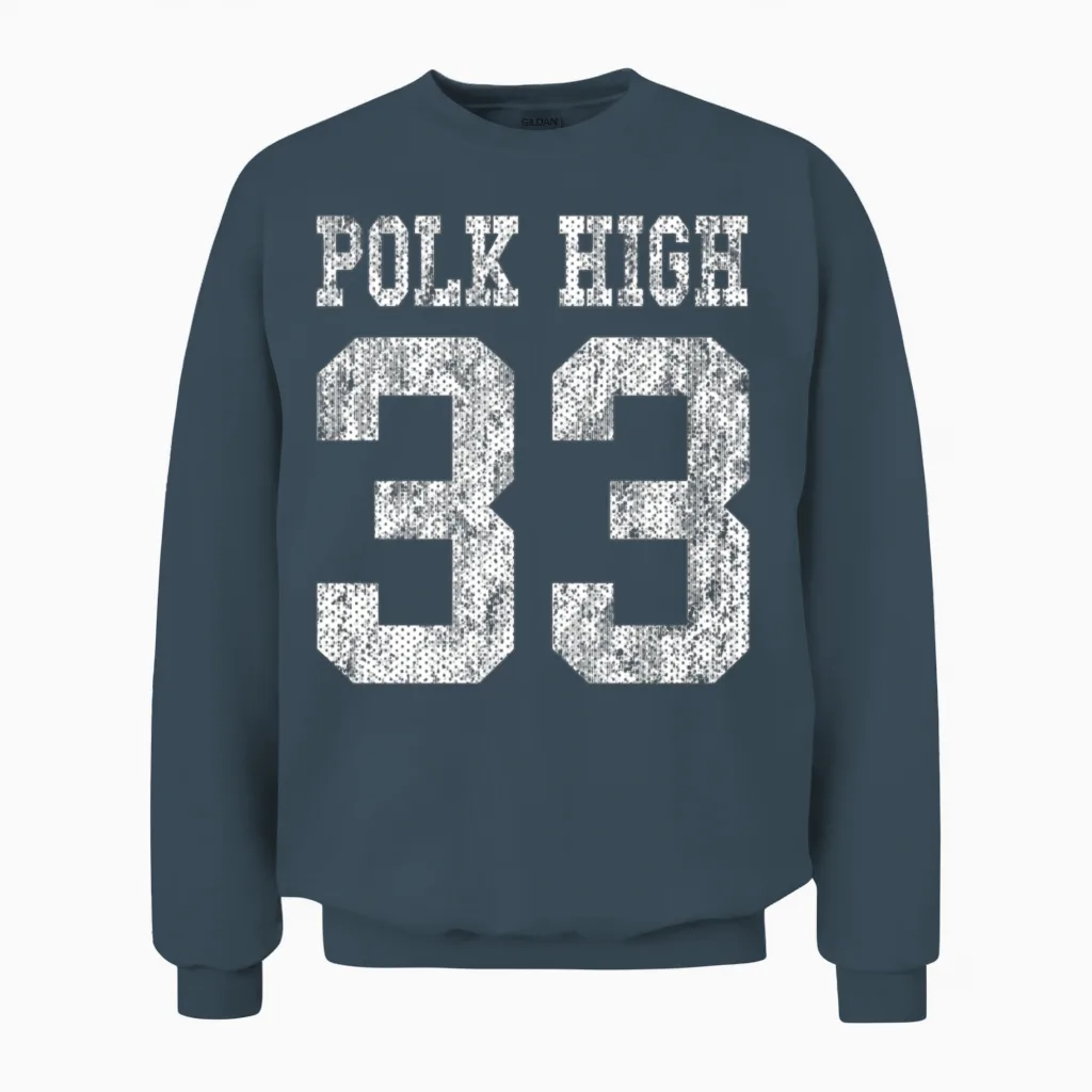 Polk High School Football Jersey 33 Aged Look Unisex Sweatshirt in Dark Heather