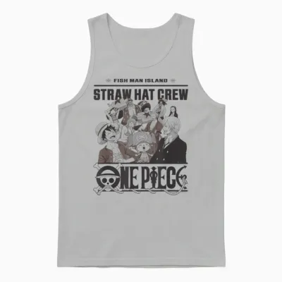 One Piece Anime Straw Hat Crew Fish Man Island Unisex Tank Top - Ash