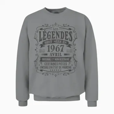 Avril 1967 Anniversaire 58 Ans Homme Né En Avril 1967 Humour Unisex Sweatshirt - Sport Grey