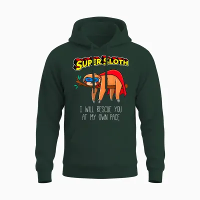Funny Sloth Superhero Super Sloth Hero Gift Unisex Hoodie - Forest