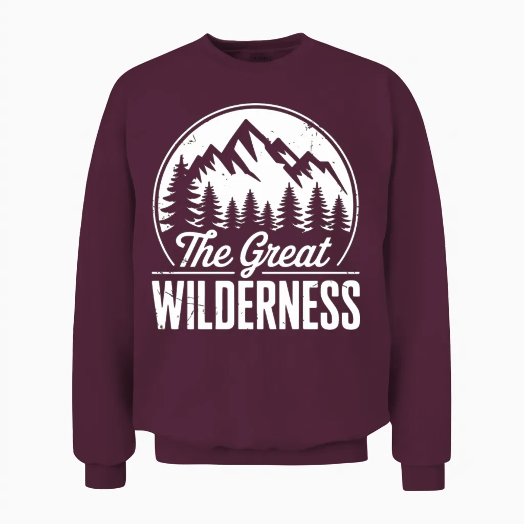 The Great Wilderness - Mountains & Trees Unisex Sweatshirt in Maroon
