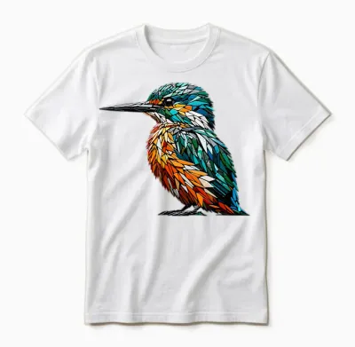 Polygon Art Kingfisher Kingfishermen T-Shirt, Black, S Unisex T-Shirt - White