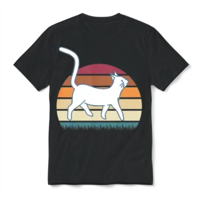 Retro Cat Unisex T-Shirt - Black