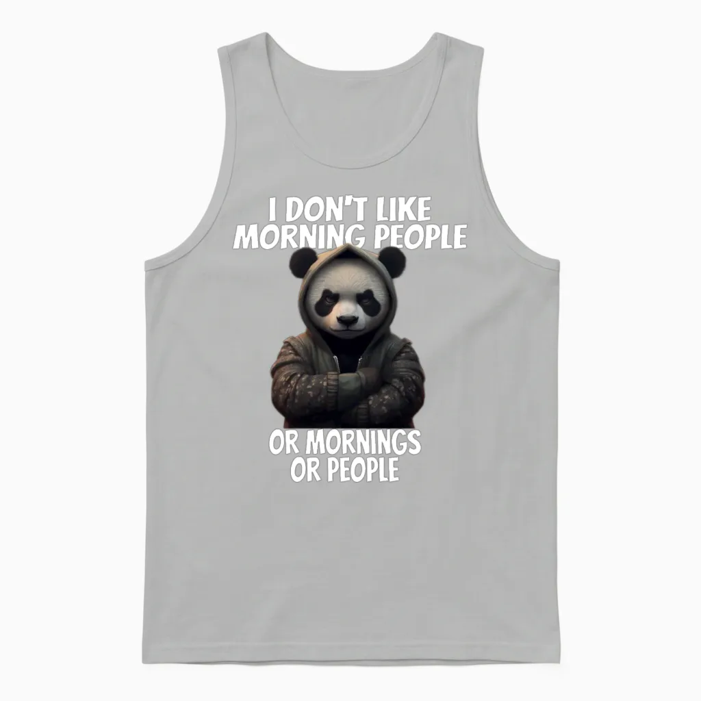 Funny Design for I Don't Like Morning People Unisex Tank Top in Ash