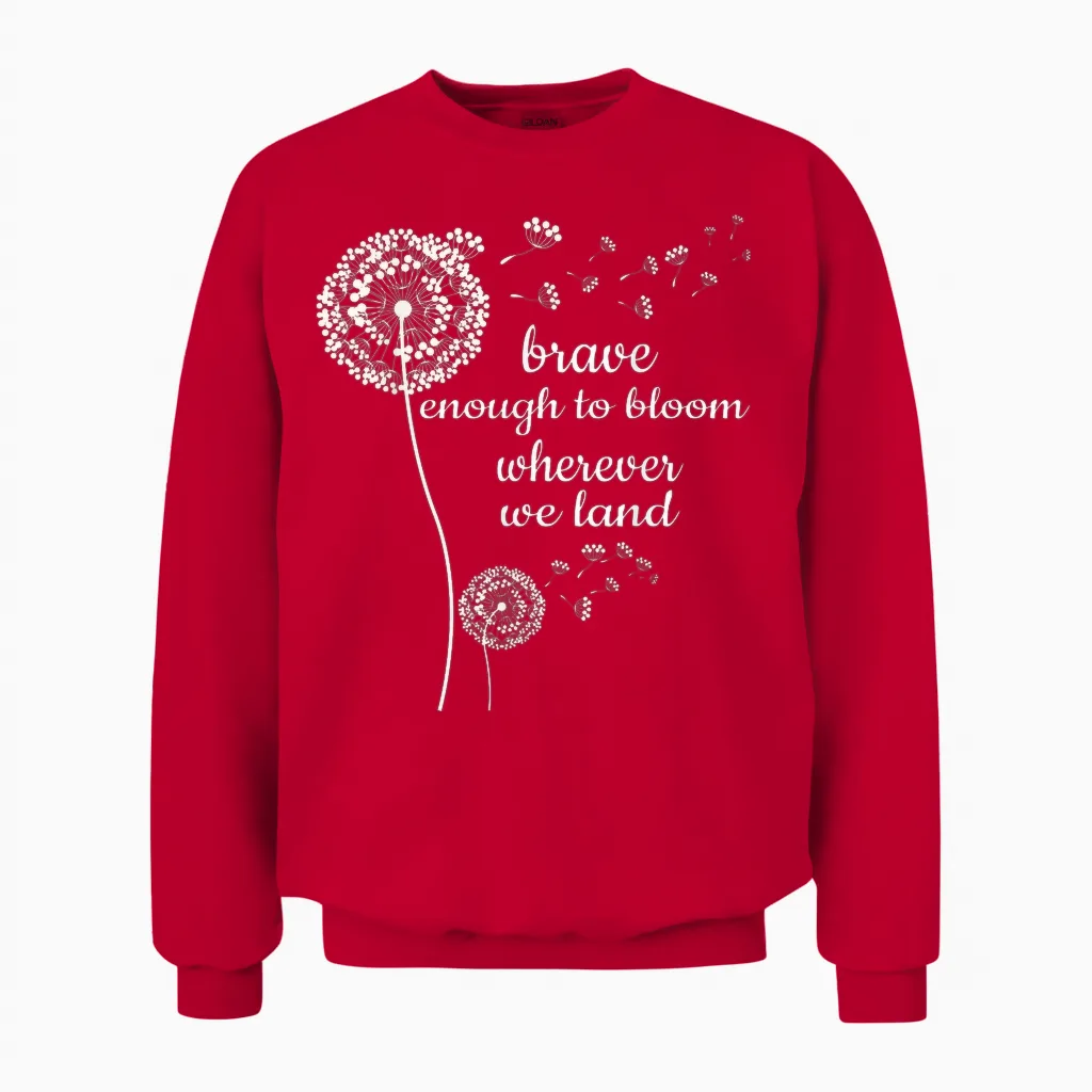 Brave Enough to Bloom Military Kids Month of Military Child T-Shirt Small Unisex Sweatshirt in Red