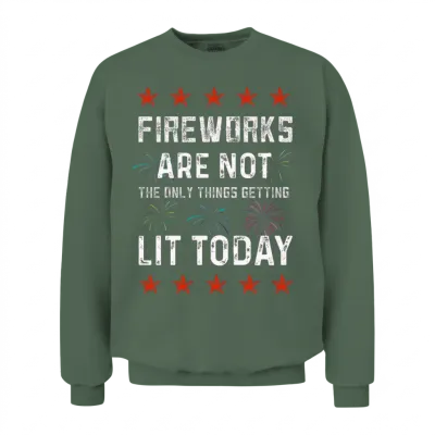 4th of July Fireworks Unisex Sweatshirt - Military Green