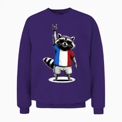 Französische Flagge Waschbär Lustig Frankreich Unisex Sweatshirt - Purple