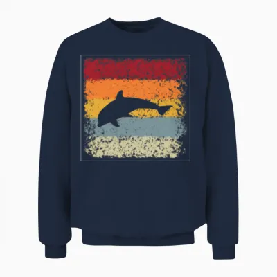 Fish Retro Unisex Sweatshirt - Navy