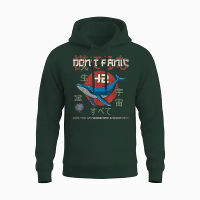Japanisches Kunstleben Das Universum Und Alles Don't Panic 42 Unisex Hoodie - Forest