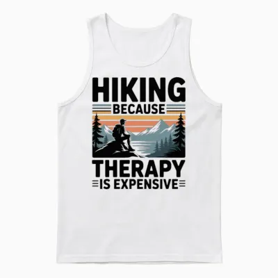 Hiking Therapy Sunset Scene Unisex Tank Top - White