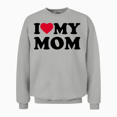 I Love My Mom Heart Grandma Family Unisex Sweatshirt - Ash