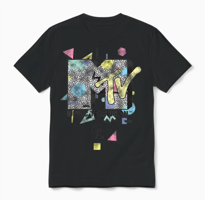 Mtv Retro Shape Design Logo Graphic Unisex T-Shirt in Black