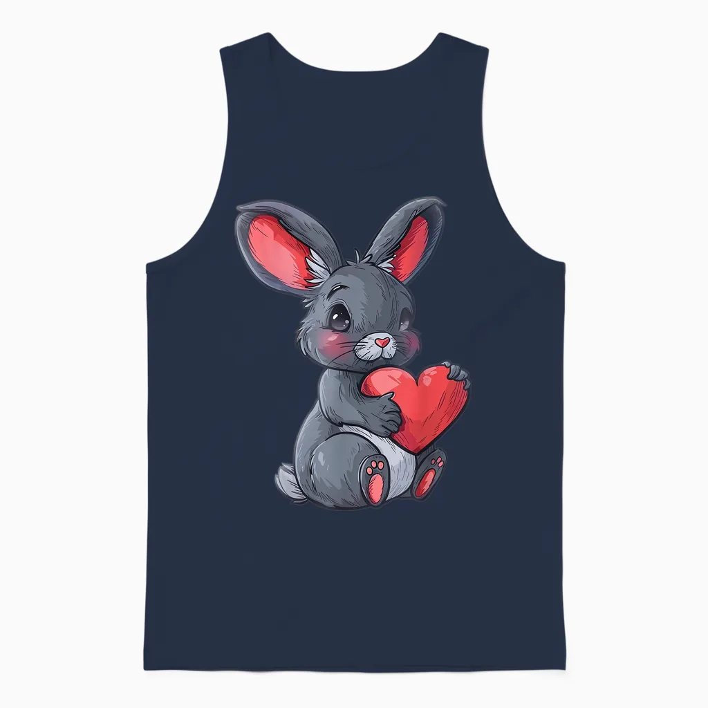 Niedlicher Hase Mit Herz Liebevolles Design Unisex Tank Top in Navy