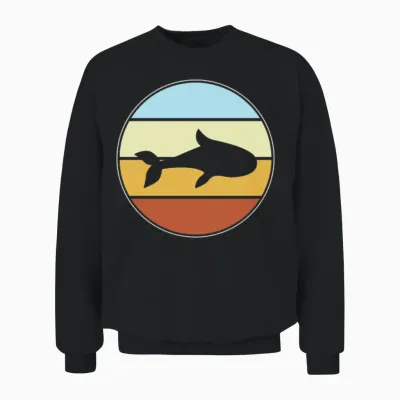 Fish Retro Unisex Sweatshirt - Black