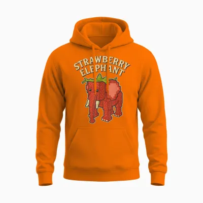 Strawberry Elephant Funny Italian Brain Red Kids Gaming Meme Unisex Hoodie - Safety Orange
