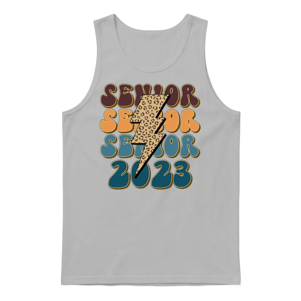 Retro Leopard Senior 2023 Unisex Tank Top - Ash