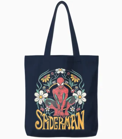 Spider-Man - Florals Tote Bags - Navy