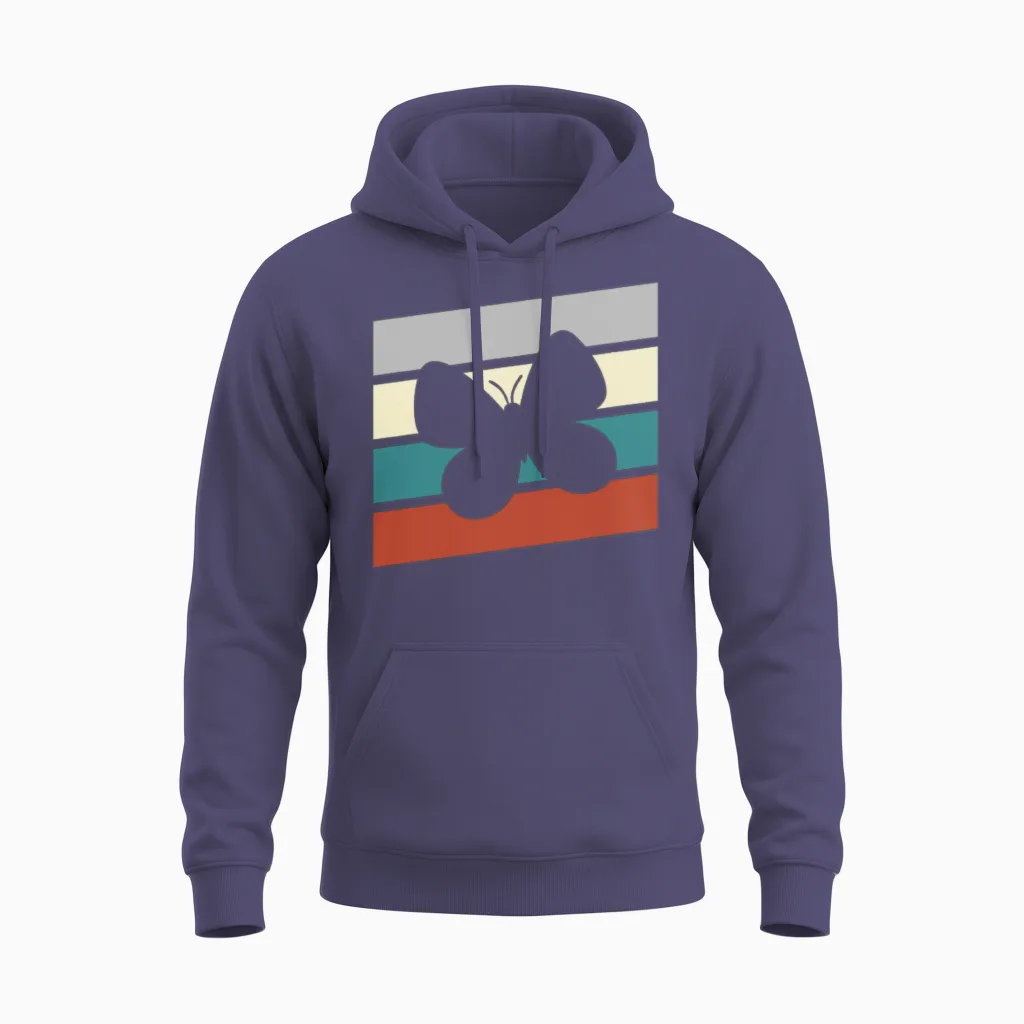 Butterfly Retro Unisex Hoodie in Heather Sport Dark Navy